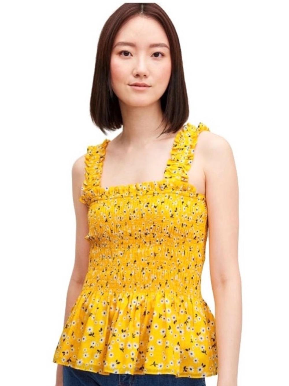 KATE SPADE Women’s Fleurette Toss smocked peplum top💛💛